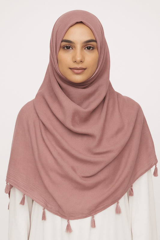 Turkish Rose - Lawn Tassel Hijab