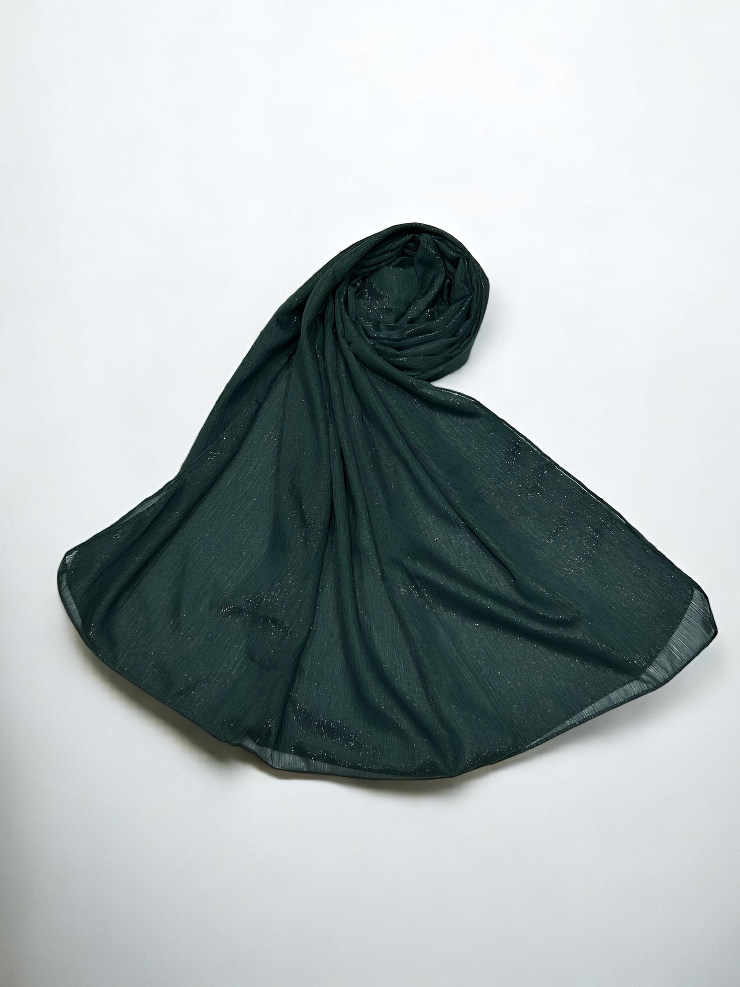 Evergreen - Crinkle Shimmer Chiffon Wedding Party Occasion Hijab Scarf