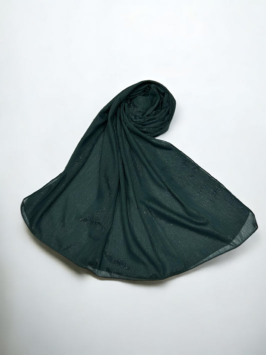 Evergreen - Crinkle Shimmer Chiffon Wedding Party Occasion Hijab Scarf