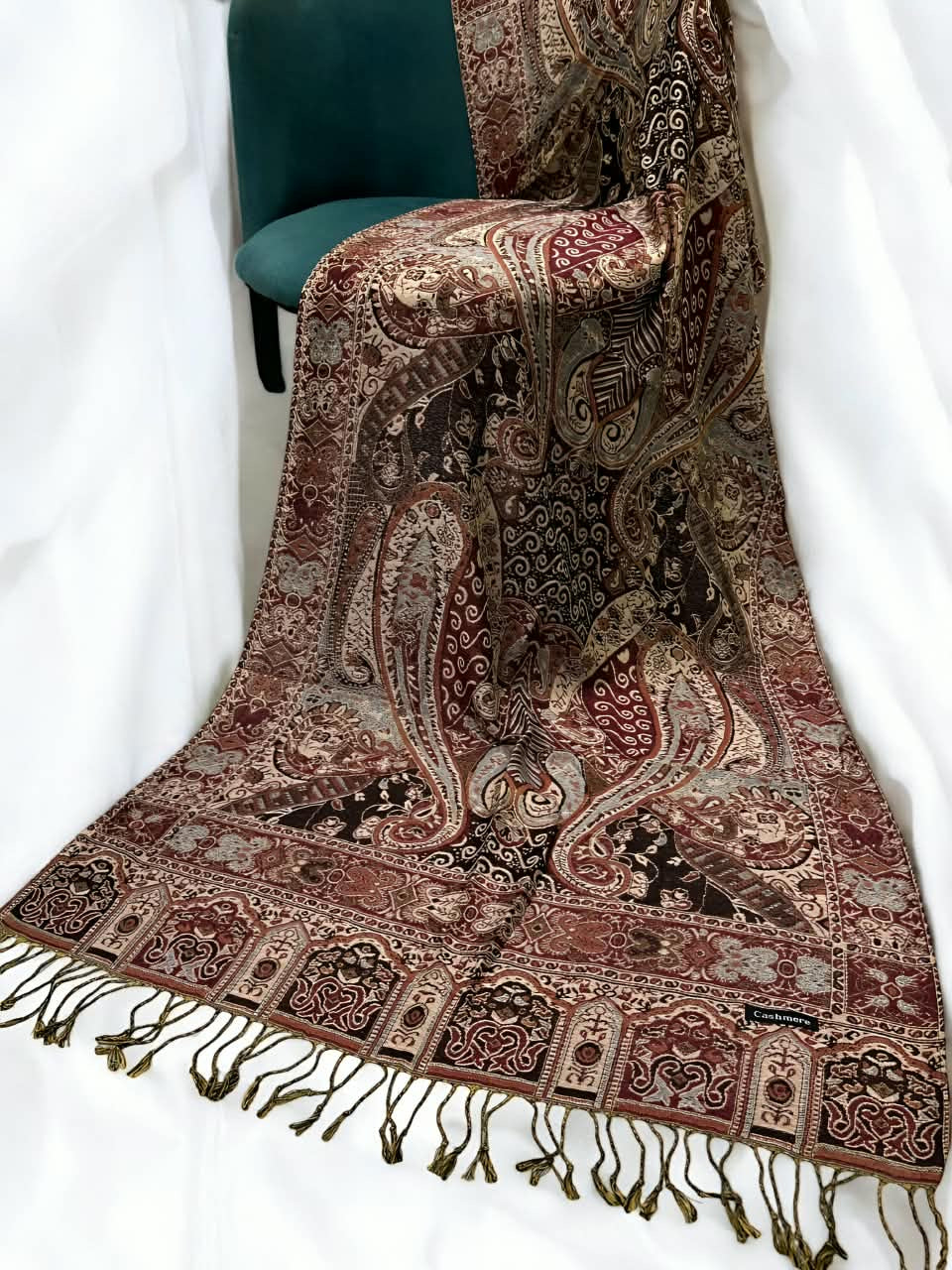 Walnut Brown Skin Persian Paisley Dual-Tone Pashmina Hijab