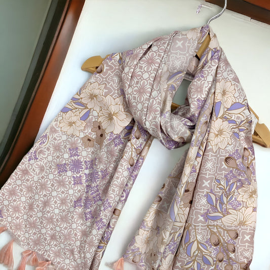 Pastel Floral Seamless Printed Lawn Hijab