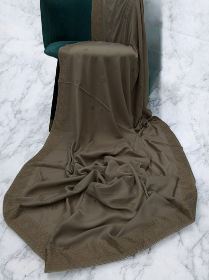 Beige Brown Mosaic Fancy Embroidered Shaal