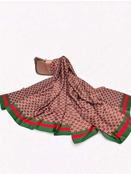 Large Satin Silk Scarf - Maroon Gucci