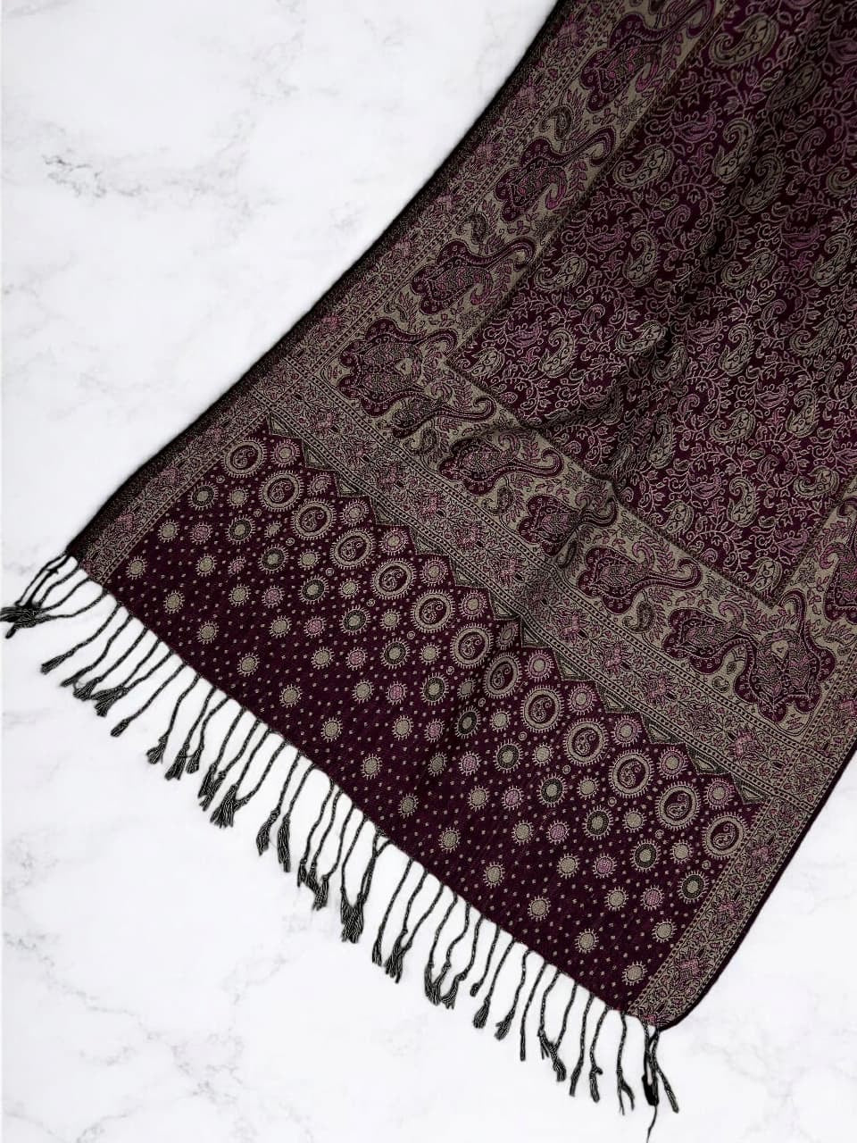 Magenta Nude Pink Dotted Dual Tone Pashmina Hijab