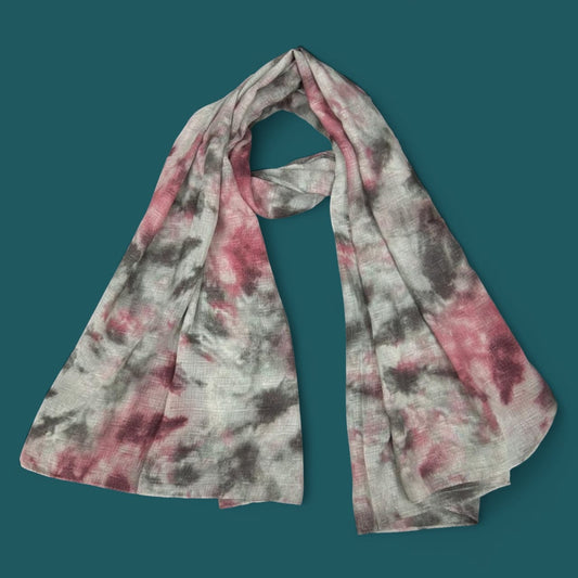 Pinkish Grey White Blur Printed Modal Hijab