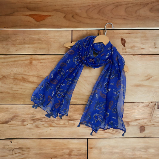 Electric Blue Paisley Printed Lawn Hijab