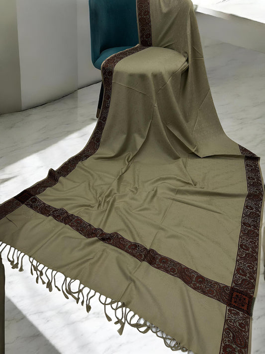 Chamomile Rust Embossed Patchwork Border Shawl