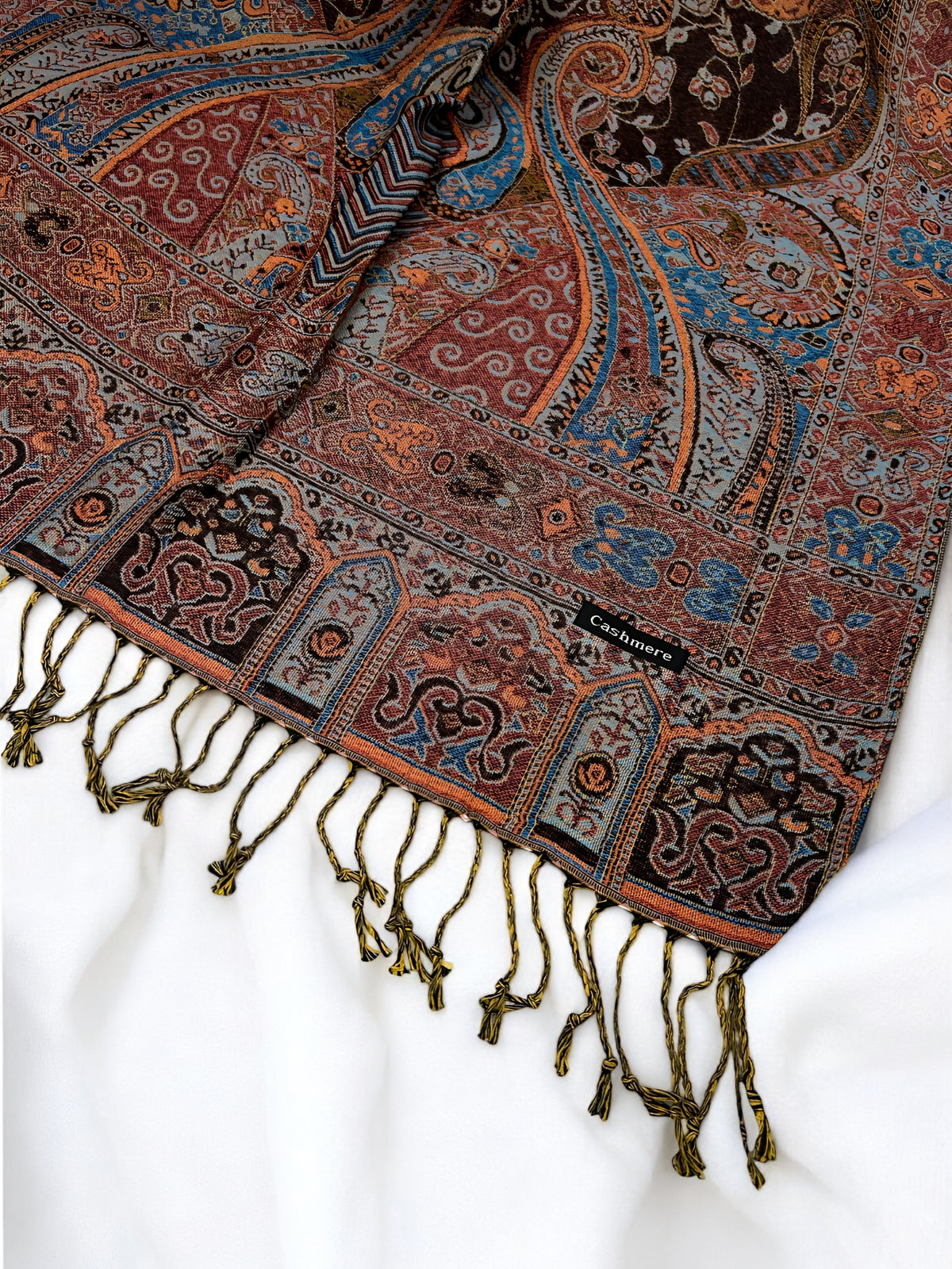 Baby Blue Peach Persian Paisley Dual-Tone Pashmina Hijab