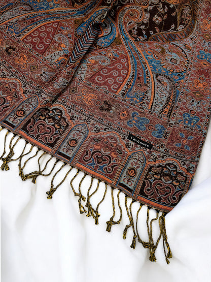 Baby Blue Peach Persian Paisley Dual-Tone Pashmina Hijab