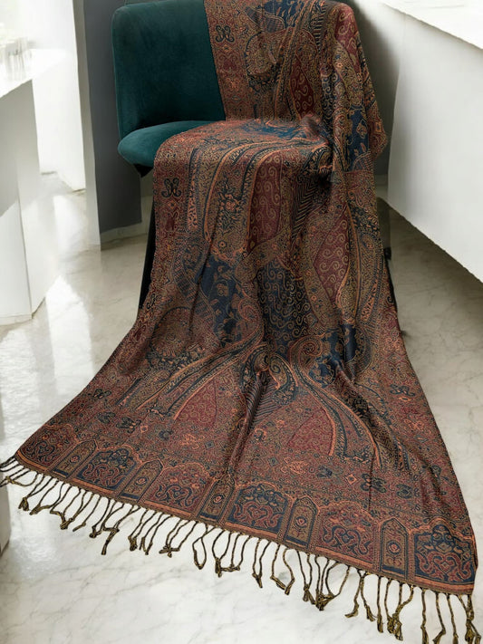 Emerald Green Peach Two-Tone Pashmina Hijab