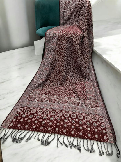 Sangria Silver Dotted Dual Tone Pashmina Hijab