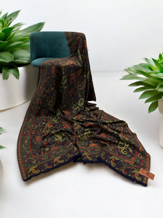 Pashmāra Shawl - Black Green Paisley