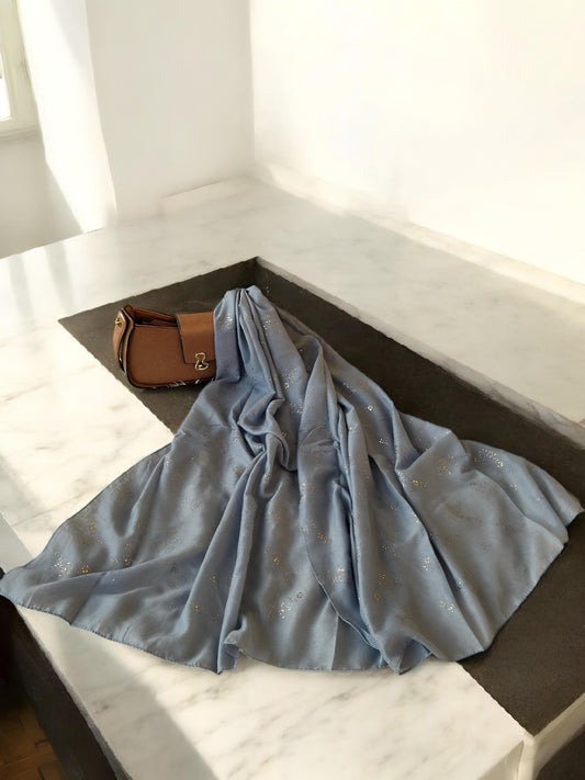 Grey Blue Sparkle Sequence Hijab