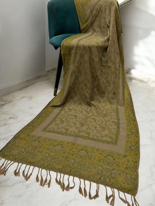 Parrot Green Little Paisleys Two-Tone Pashmina Hijab