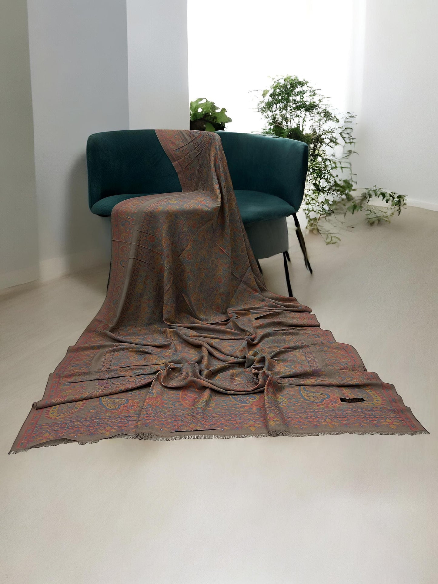 Pashmina Shawl - Soil Brown Paisley