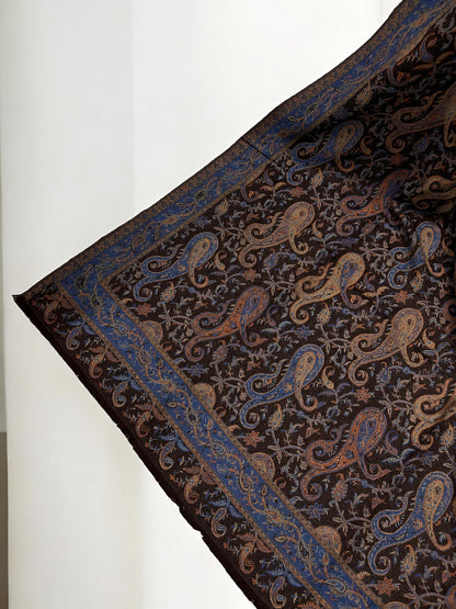 Pashmāra Shawl - Indigo Brown Paisley