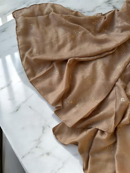 Coffee Brown Sparkle Sequence Hijab