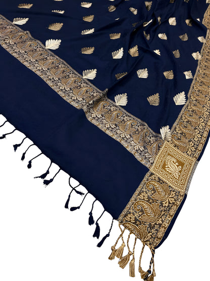 Blue - Leaflet Kashmiri Border Shawl