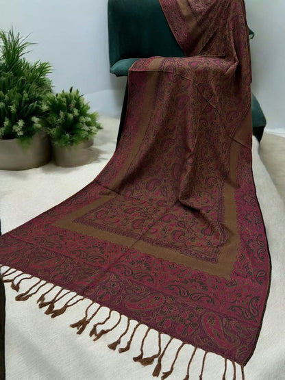 Coffee Candy Pink Little Paisleys Two-Tone Pashmina Hijab