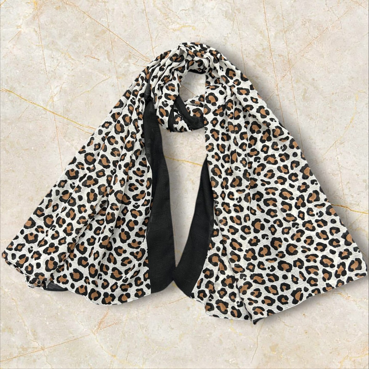 Black White Cheetah Printed Modal Hijab