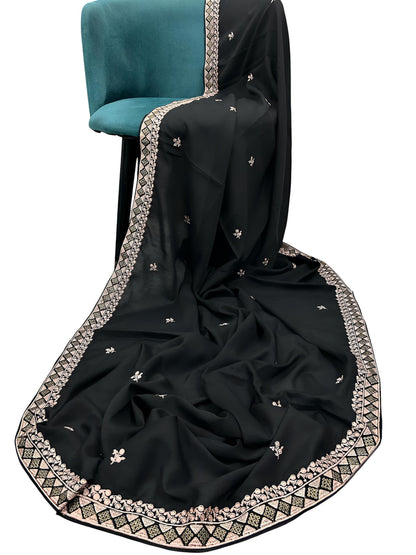 Black Tea Pink Border Shaal