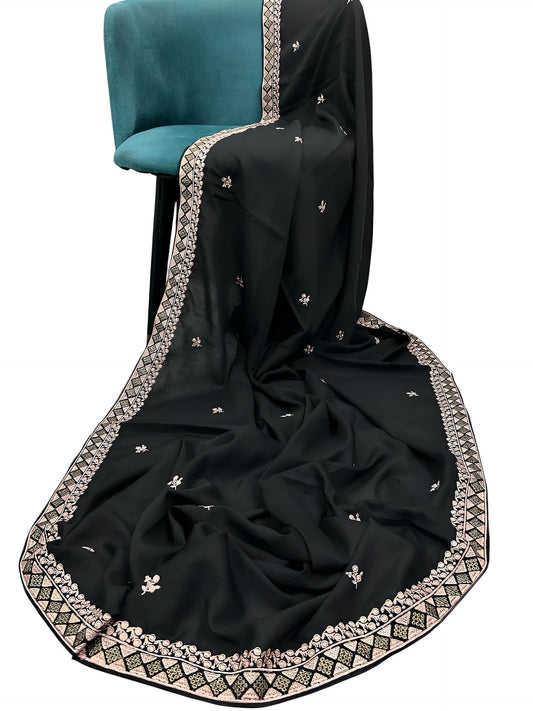 Black Tea Pink Border Shaal