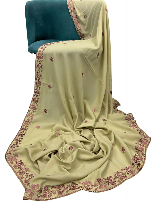Khaki Rose Pinkish Floral Shaal