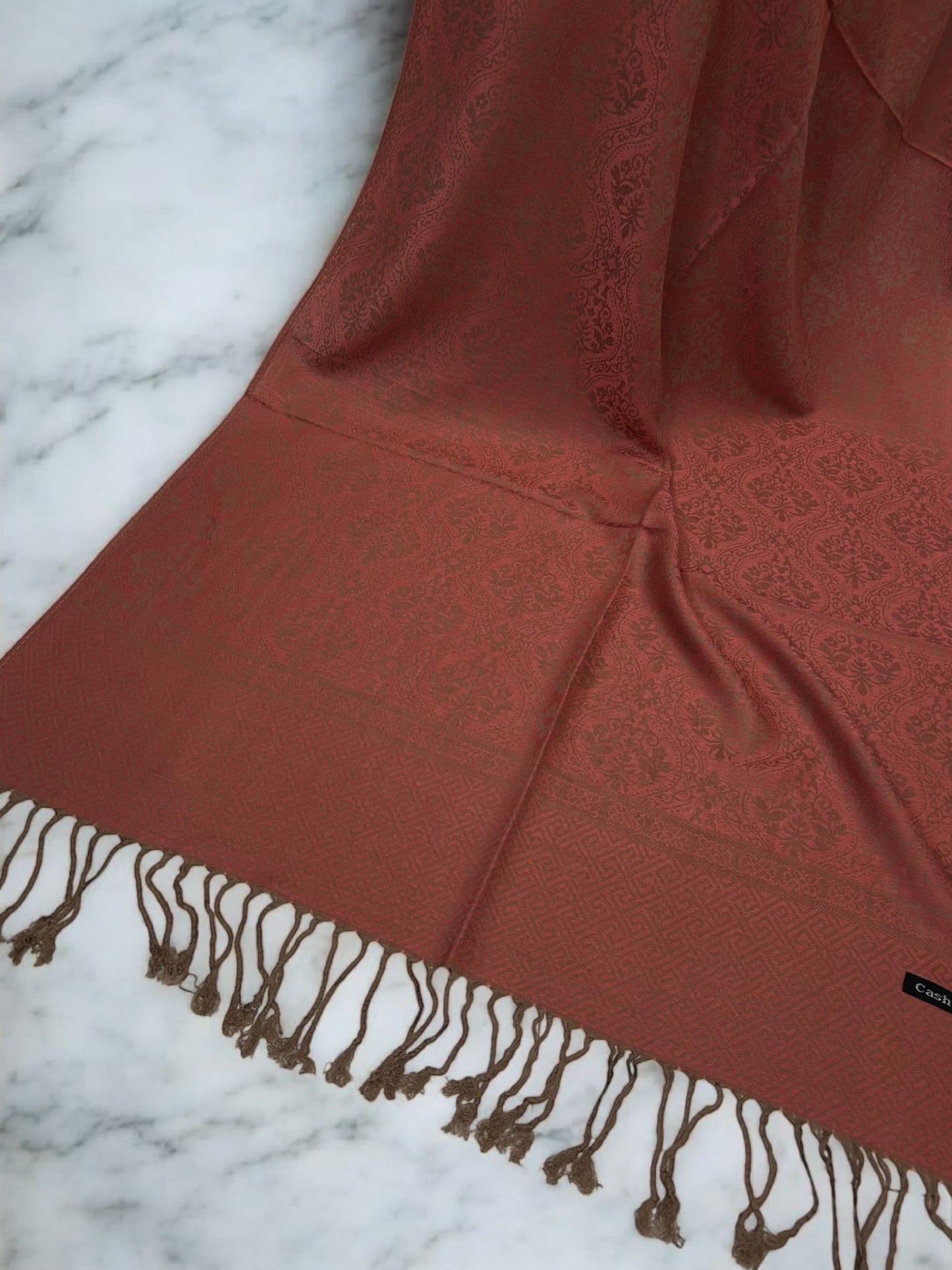 Coral Pink Damask Pashmina Hijab