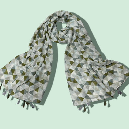 Hunter Green Checkered Printed Modal Hijab