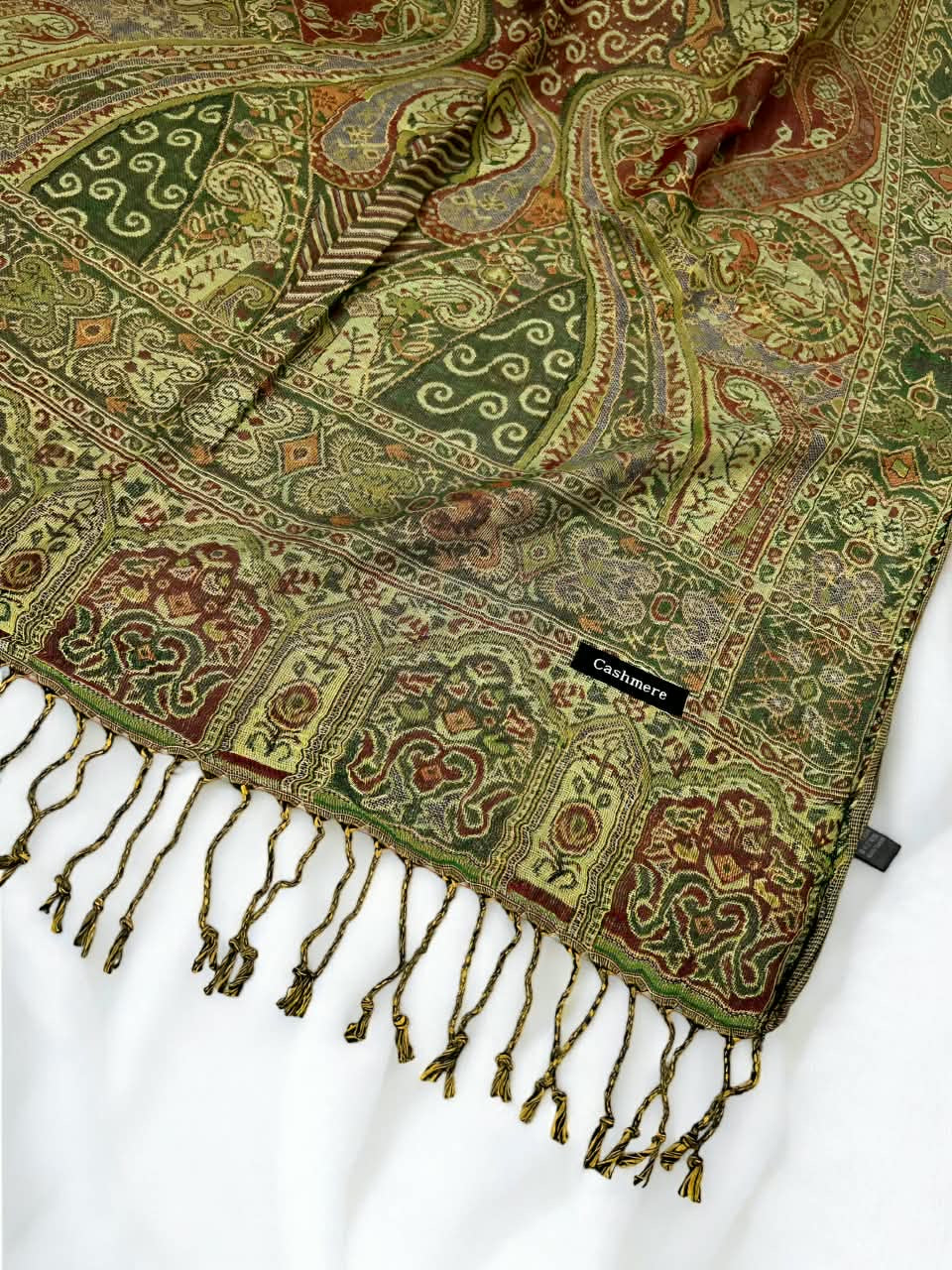 Pistachio Green Persian Paisley Dual-Tone Pashmina Hijab