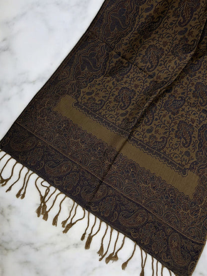 Beige Purple Blue Two-tone Paisley Pashmina Hijab