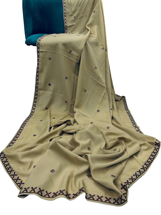 Khaki Maroon Cross Border Shaal