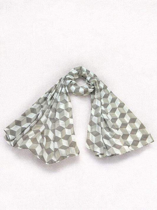 Grey White Diamond Printed Modal Hijab