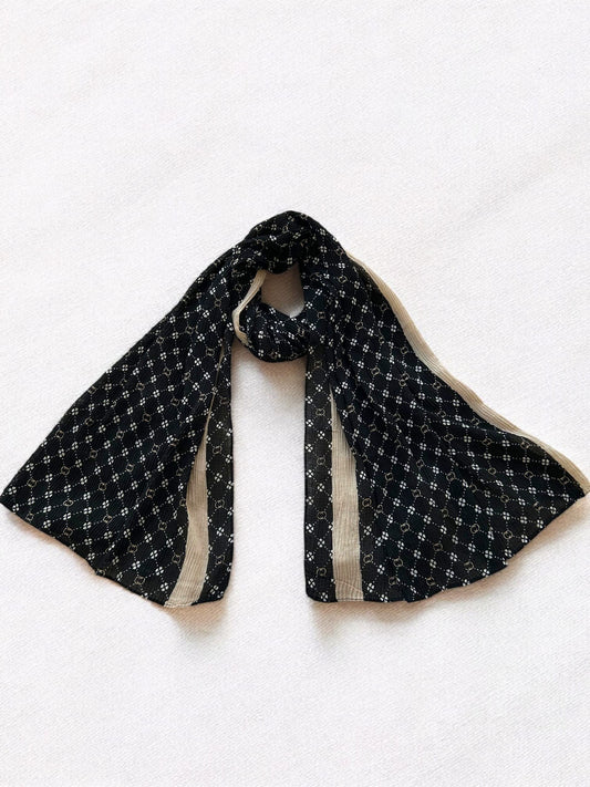 Black Beige Van Cleef Printed Pleated Modal Hijab