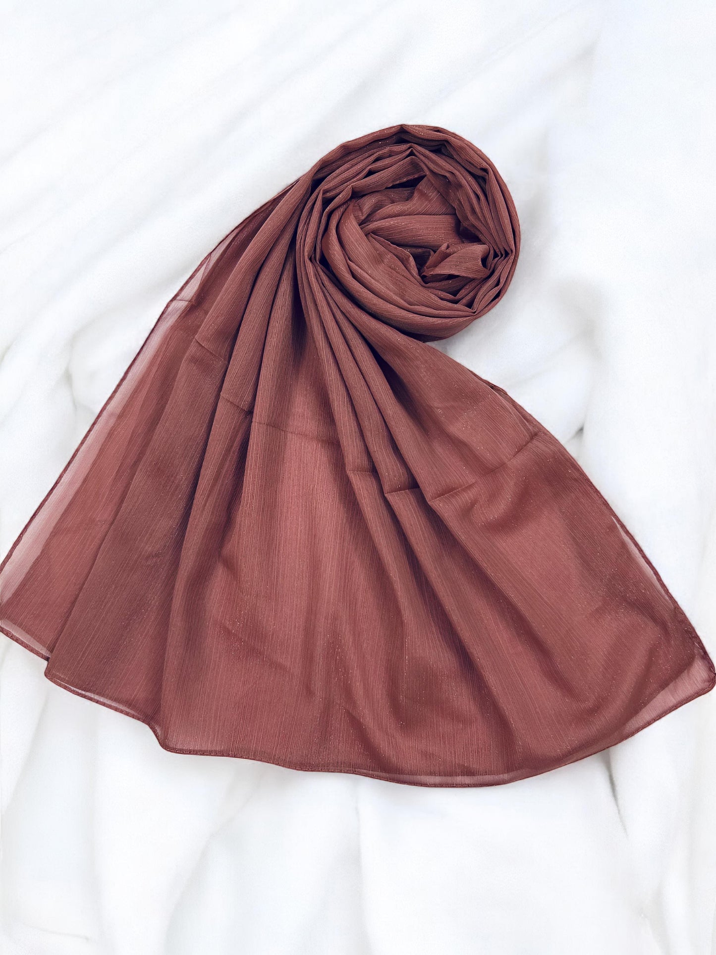 Dusky Rose - Crinkle Shimmer Chiffon Wedding Party Occasion Hijab Scarf