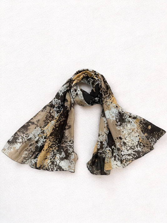 Coffee Brown Splash Printed Modal Hijab