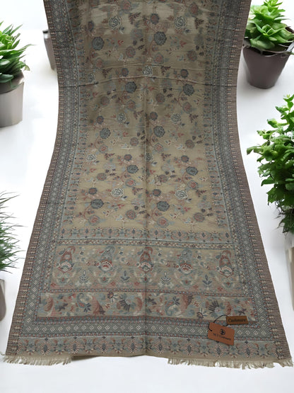 Clay Blue Beige Floral Pashmina Hijab