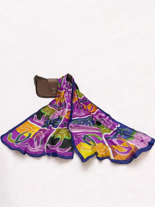 Satin Silk Scarf - Violet Blue Chanel