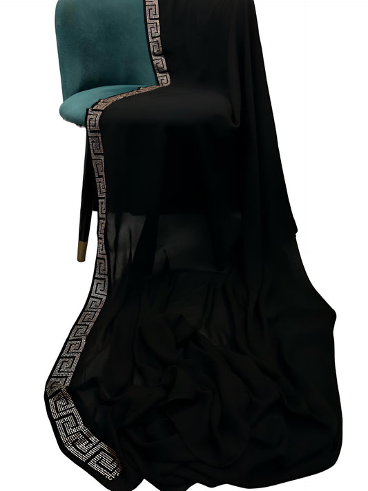 Black Rose Gold Maze Sparkle Border Shaal