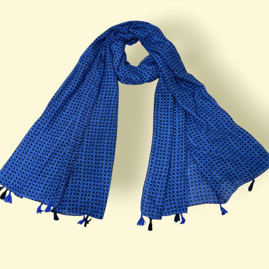 Electric Blue Honeycomb Printed Modal Hijab
