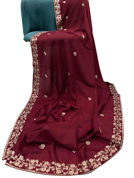 Maroon Light Pinkish Floral Shaal