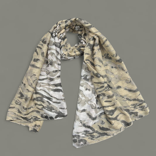 Fawn Cream Grey Zebra Printed Lawn Hijab