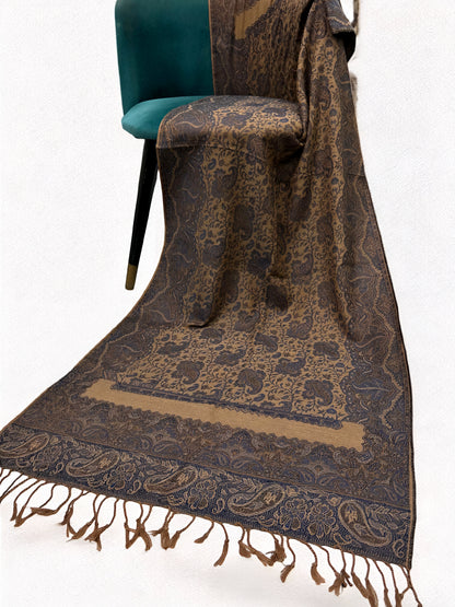 Beige Indigo Dual Tone Pashmina Hijab