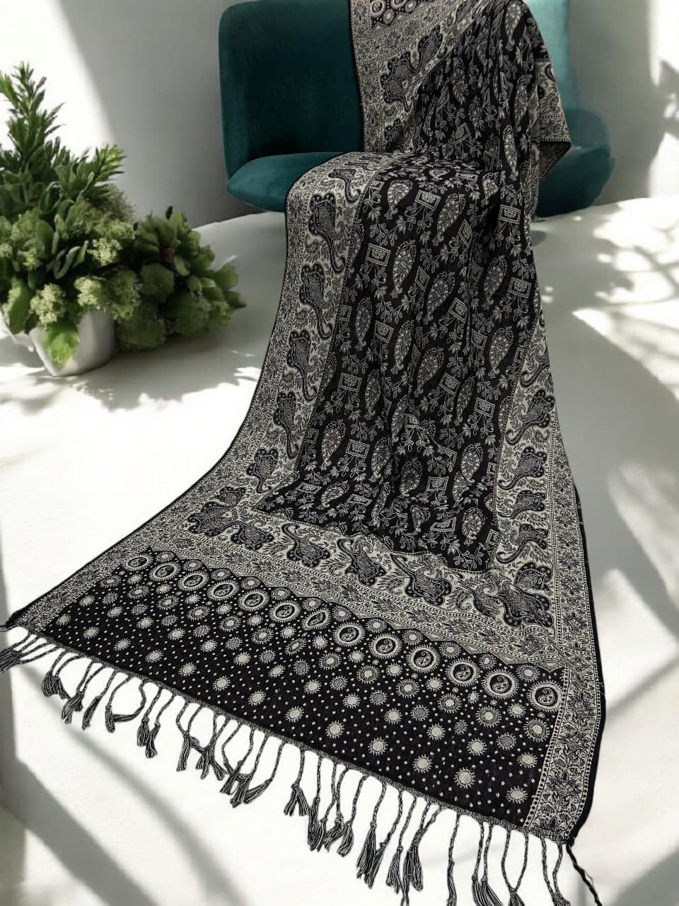 Burgundy Silver Dotted Dual Tone Pashmina Hijab