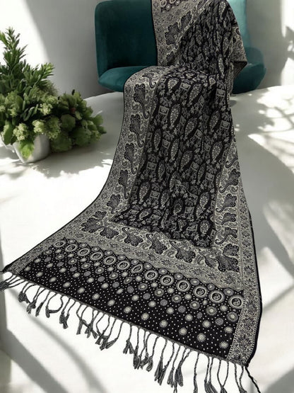 Burgundy Silver Dotted Dual Tone Pashmina Hijab