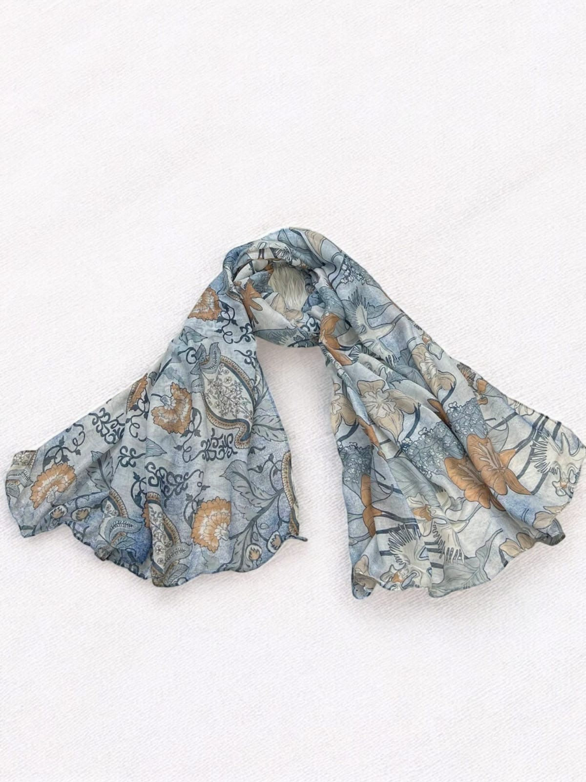 Blue Ombre Floral Printed Modal Hijab