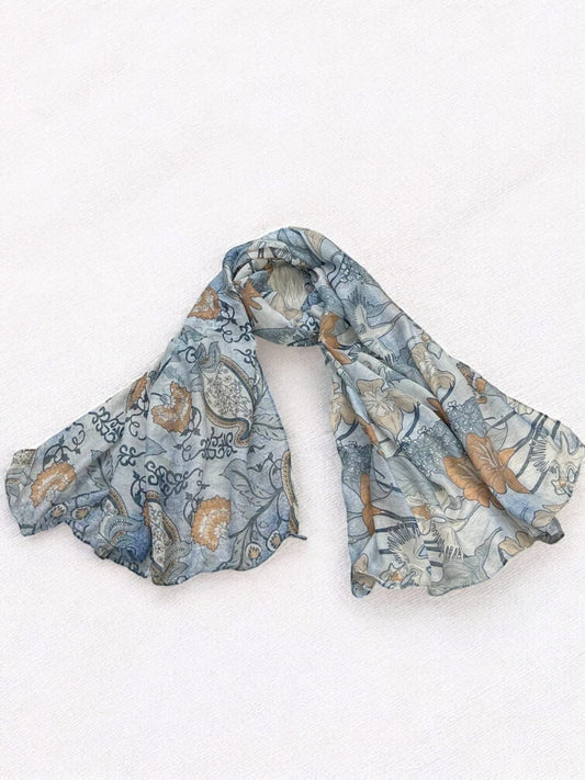 Blue Ombre Floral Printed Modal Hijab