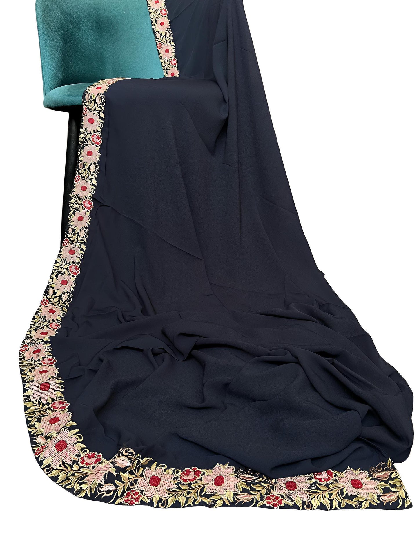 Luxury Oxford Blue Floral Korean Shaal