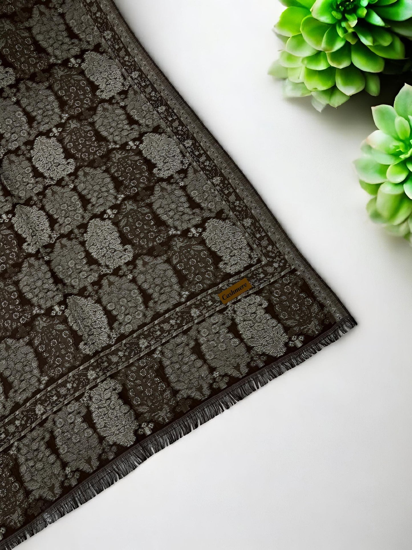 Brown Silver Paisleys Pashmina Hijab