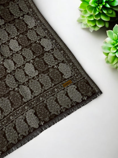 Brown Silver Paisleys Pashmina Hijab